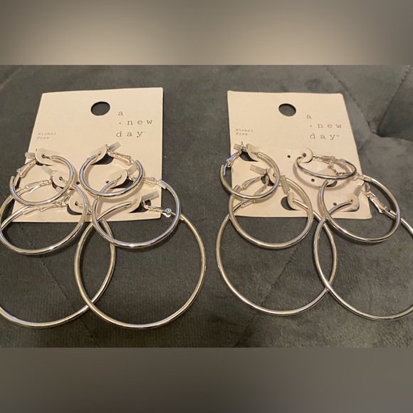 Graduated set of Silver tone Earrings- two sets (6 pairs of earrings total) - Picture 1 of 3